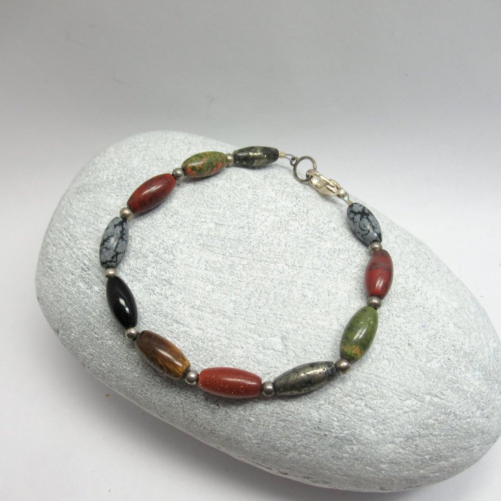 Gemstone long ovals bracelet